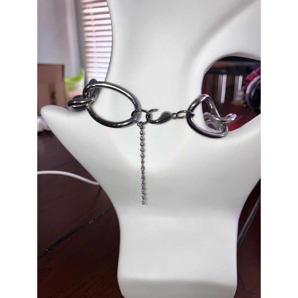 Large Statement Link Heavy Chain Silver-Tone Neck… - image 6